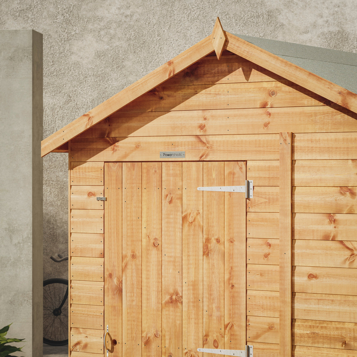 Apex garden shed in a garden setting