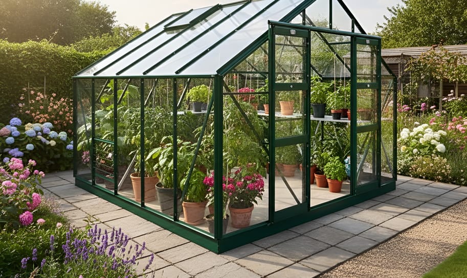 Elite Supreme greenhouse in a garden