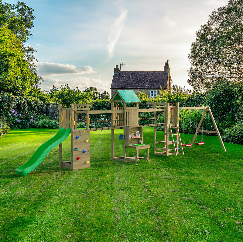 Shire Longo Maxi climbing frame with slide and swings
