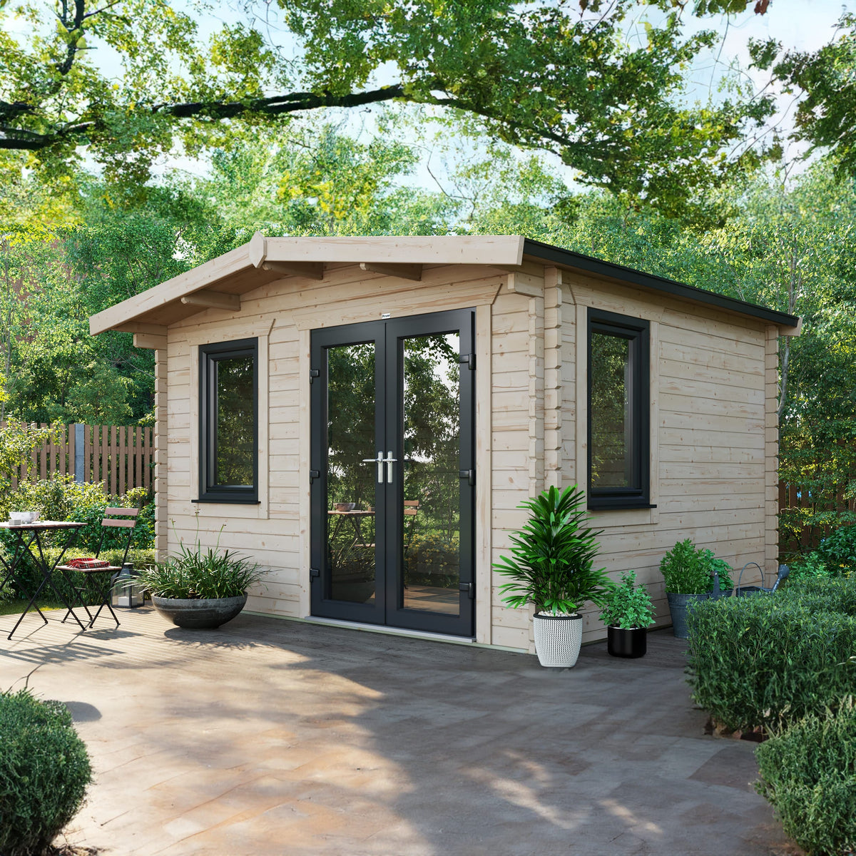 Power Sheds Power Chalet Log Cabin 44mm 10ft x 12ft / Right