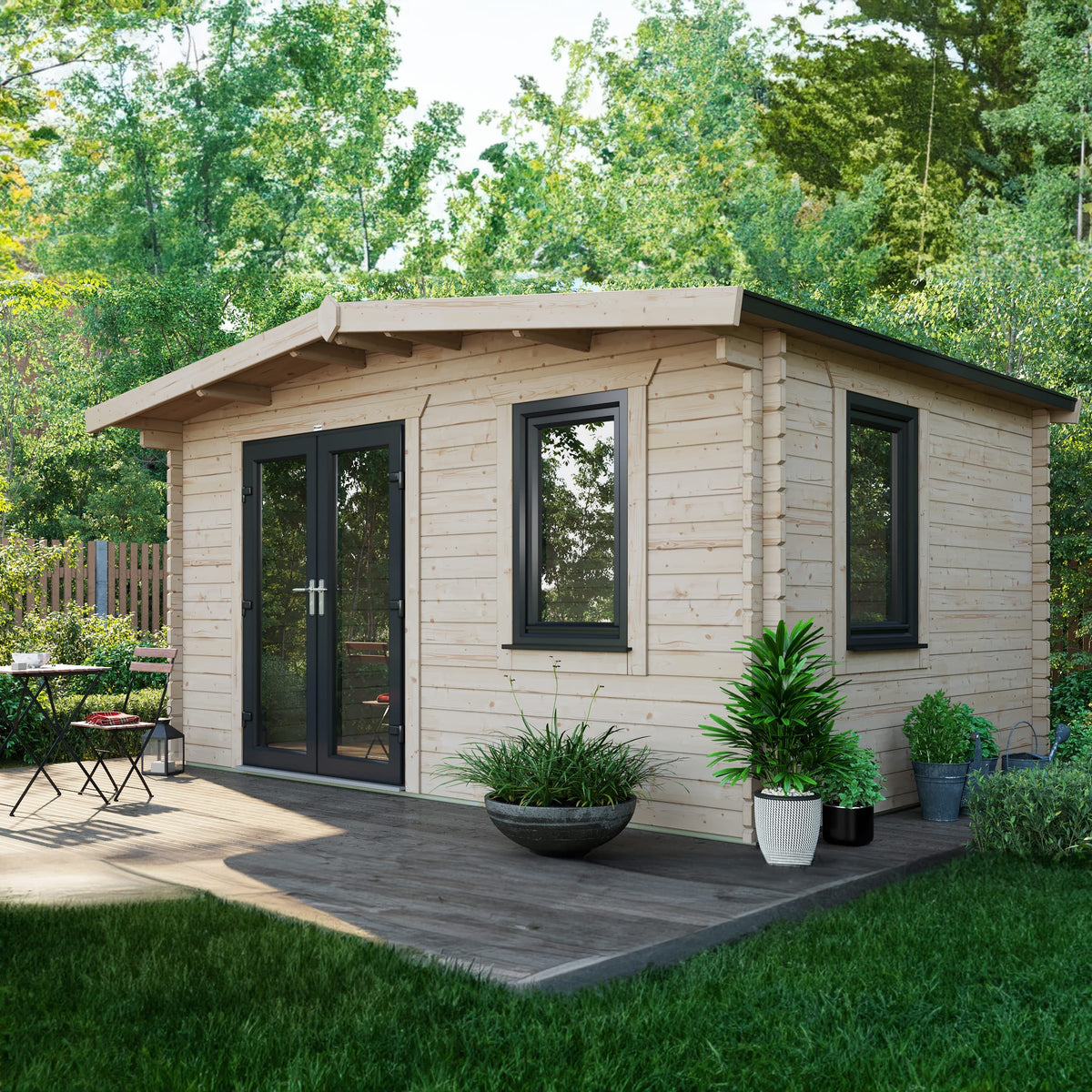 Power Sheds Power Chalet Log Cabin 44mm 10ft x 14ft / Left