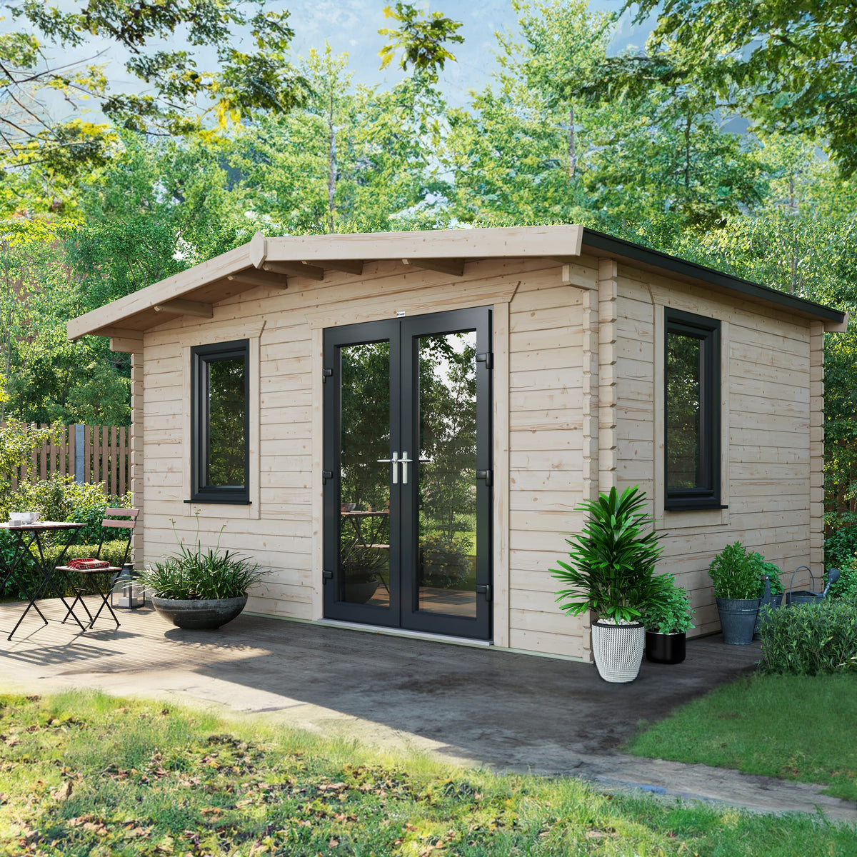 Power Sheds Power Chalet Log Cabin 44mm 10ft x 14ft / Right