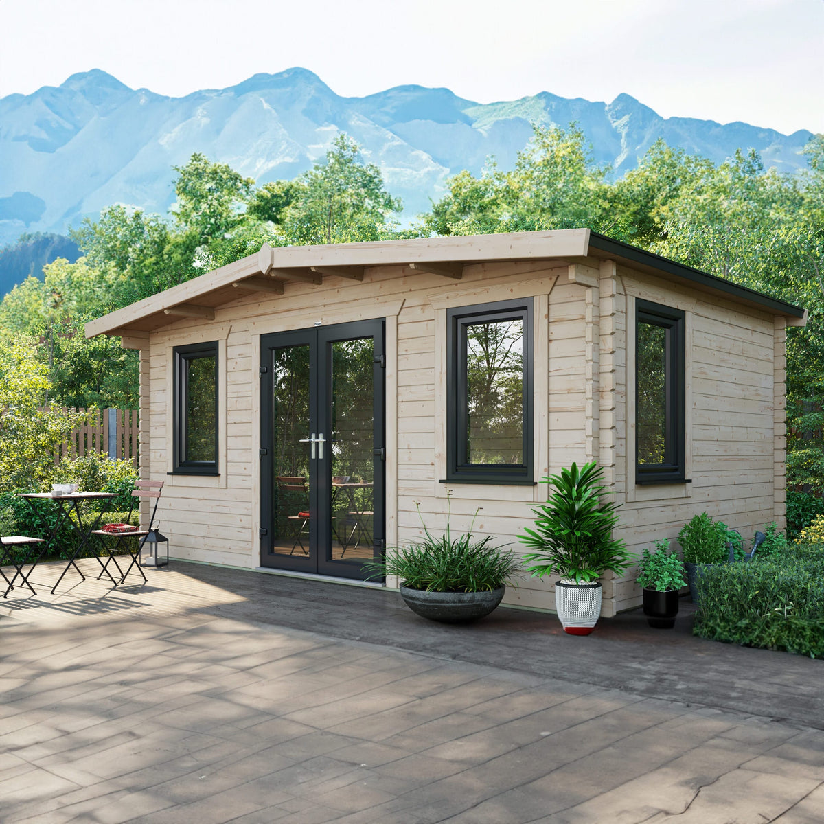 Power Sheds Power Chalet Log Cabin 44mm 10ft x 16ft / Centre