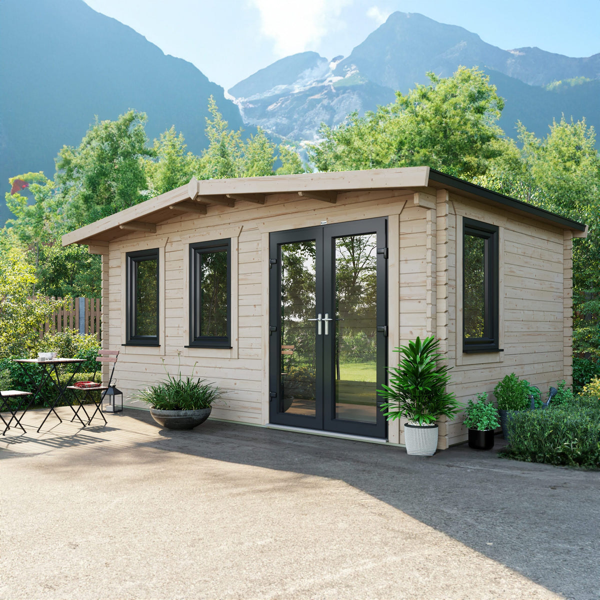 Power Sheds Power Chalet Log Cabin 44mm 10ft x 16ft / Right