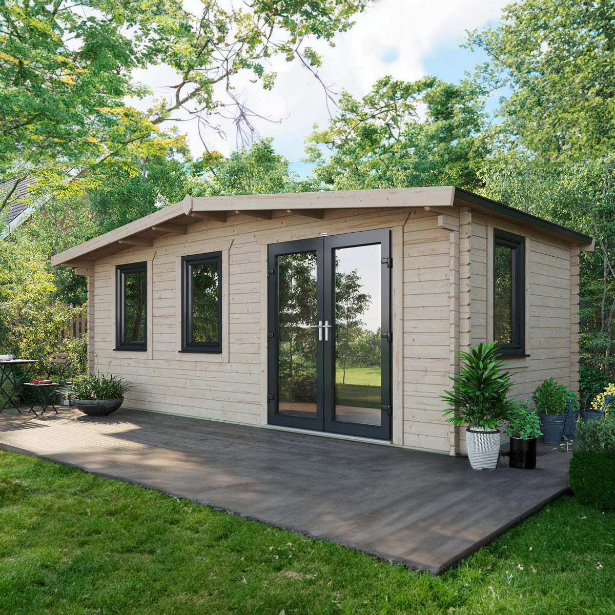 Power Sheds Power Chalet Log Cabin 44mm 10ft x 20ft / Right