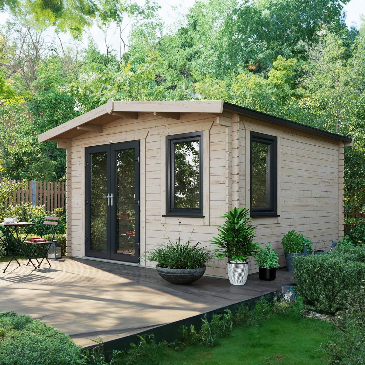 Power Sheds Power Chalet Log Cabin 44mm 12ft x 12ft / Left