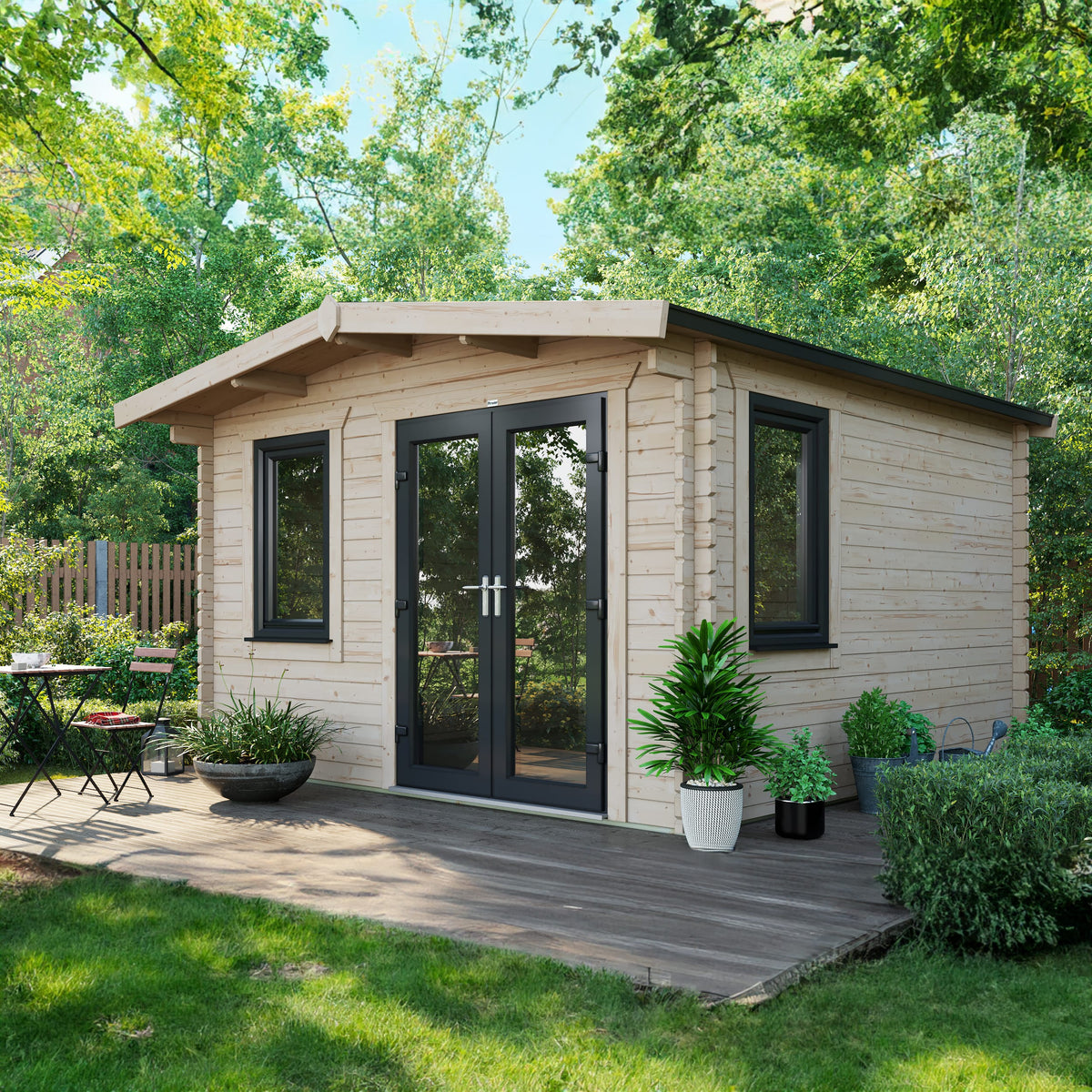 Power Sheds Power Chalet Log Cabin 44mm 12ft x 12ft / Right