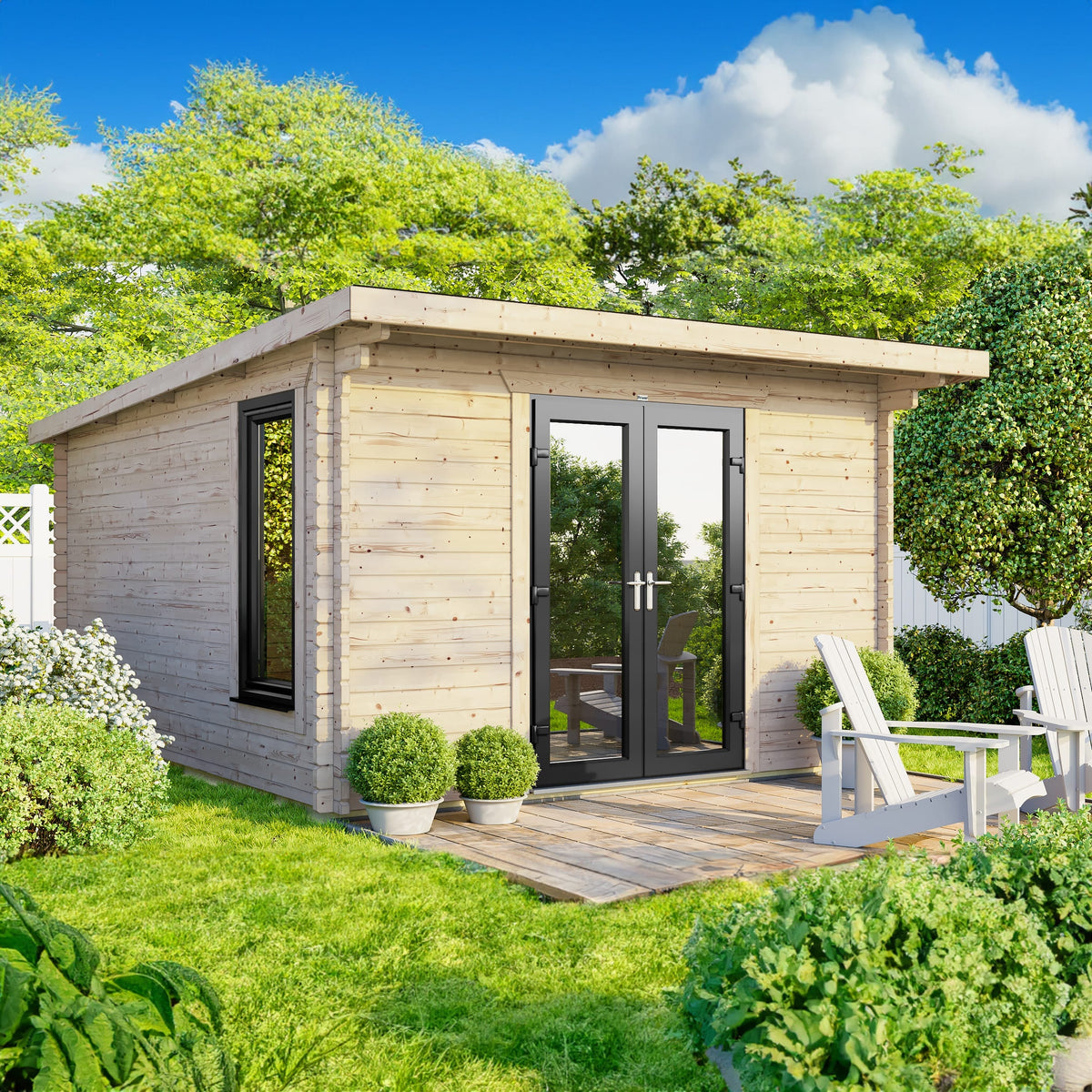 Power Pent Log Cabin - 44mm 12x12 / Centre