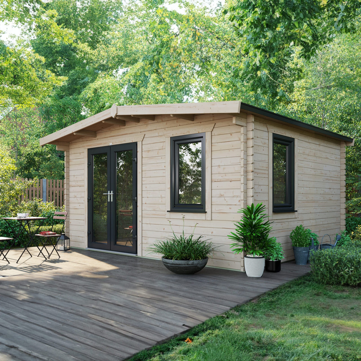 Power Sheds Power Chalet Log Cabin 44mm 12ft x 14ft / Left