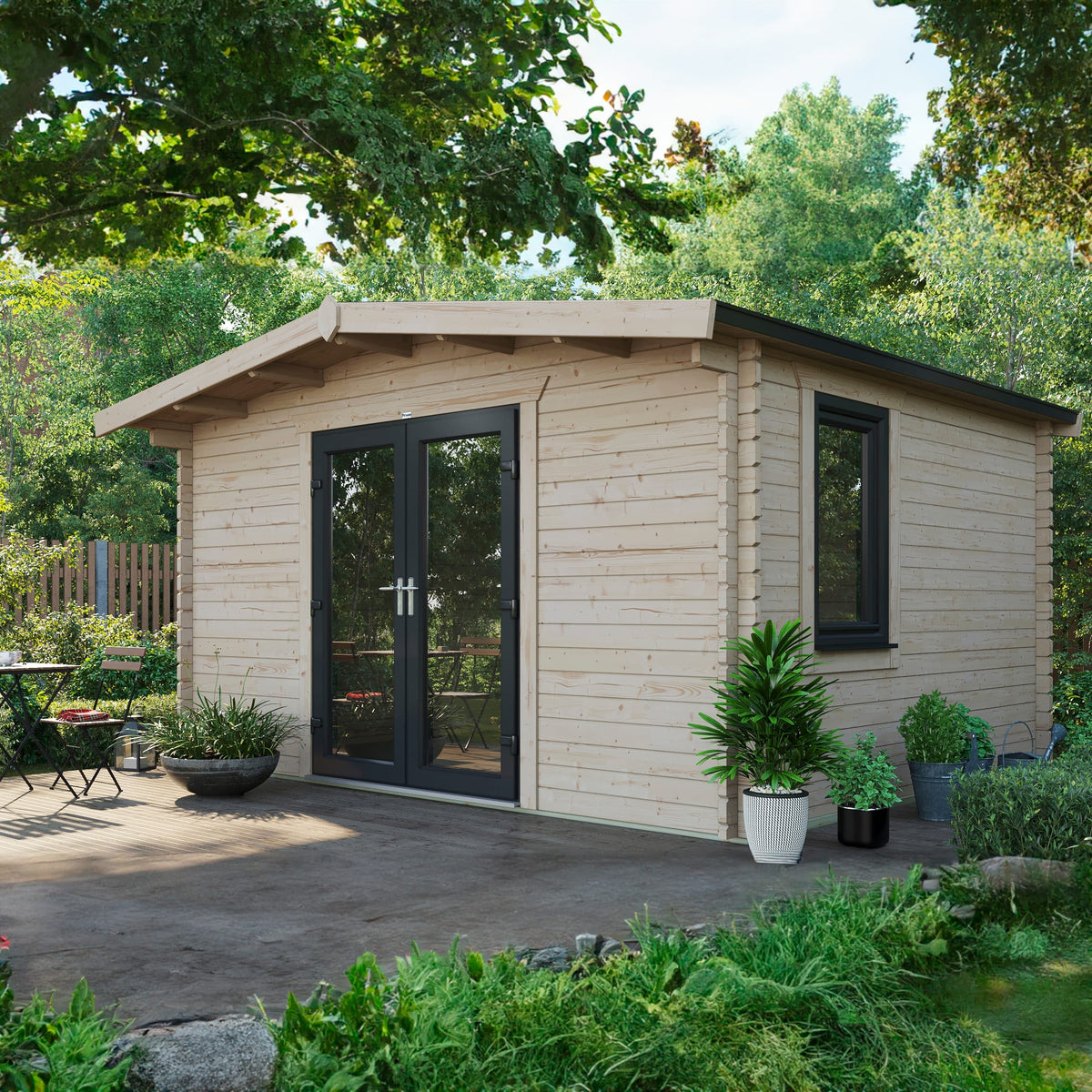 Power Sheds Power Chalet Log Cabin 44mm 12ft x 14ft / Centre