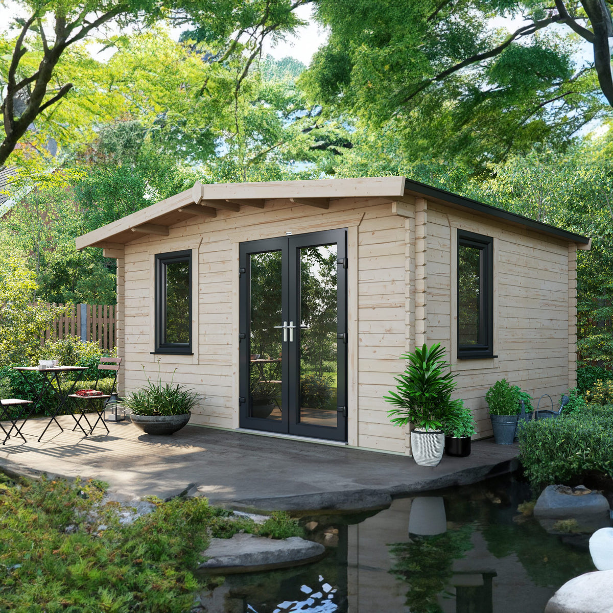 Power Sheds Power Chalet Log Cabin 44mm 12ft x 14ft / Right
