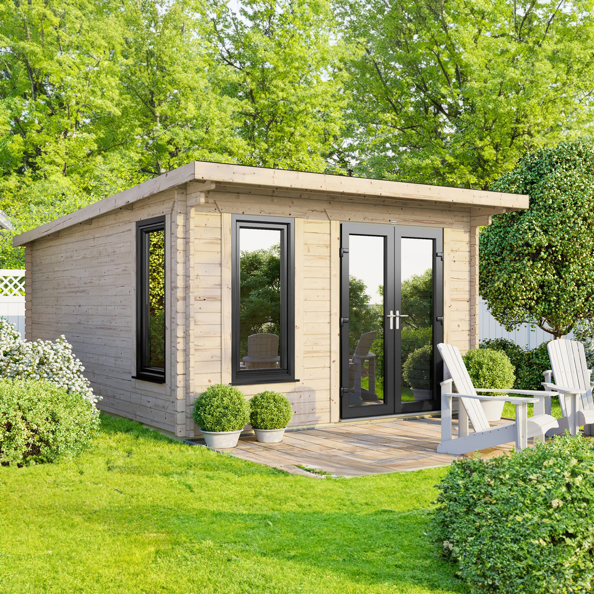 Power Pent Log Cabin - 44mm 12x14 / Right