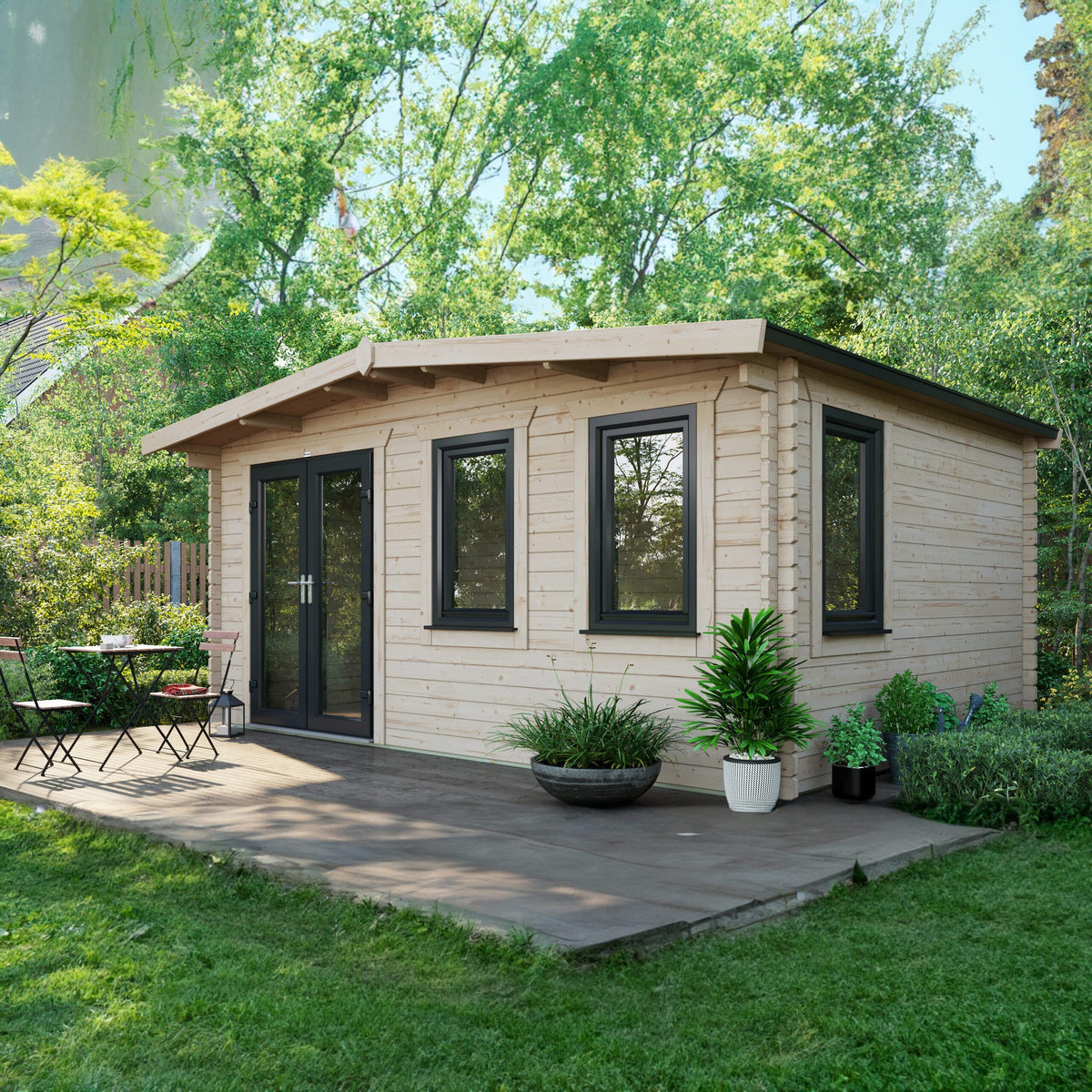 Power Sheds Power Chalet Log Cabin 44mm 12ft x 16ft / Left