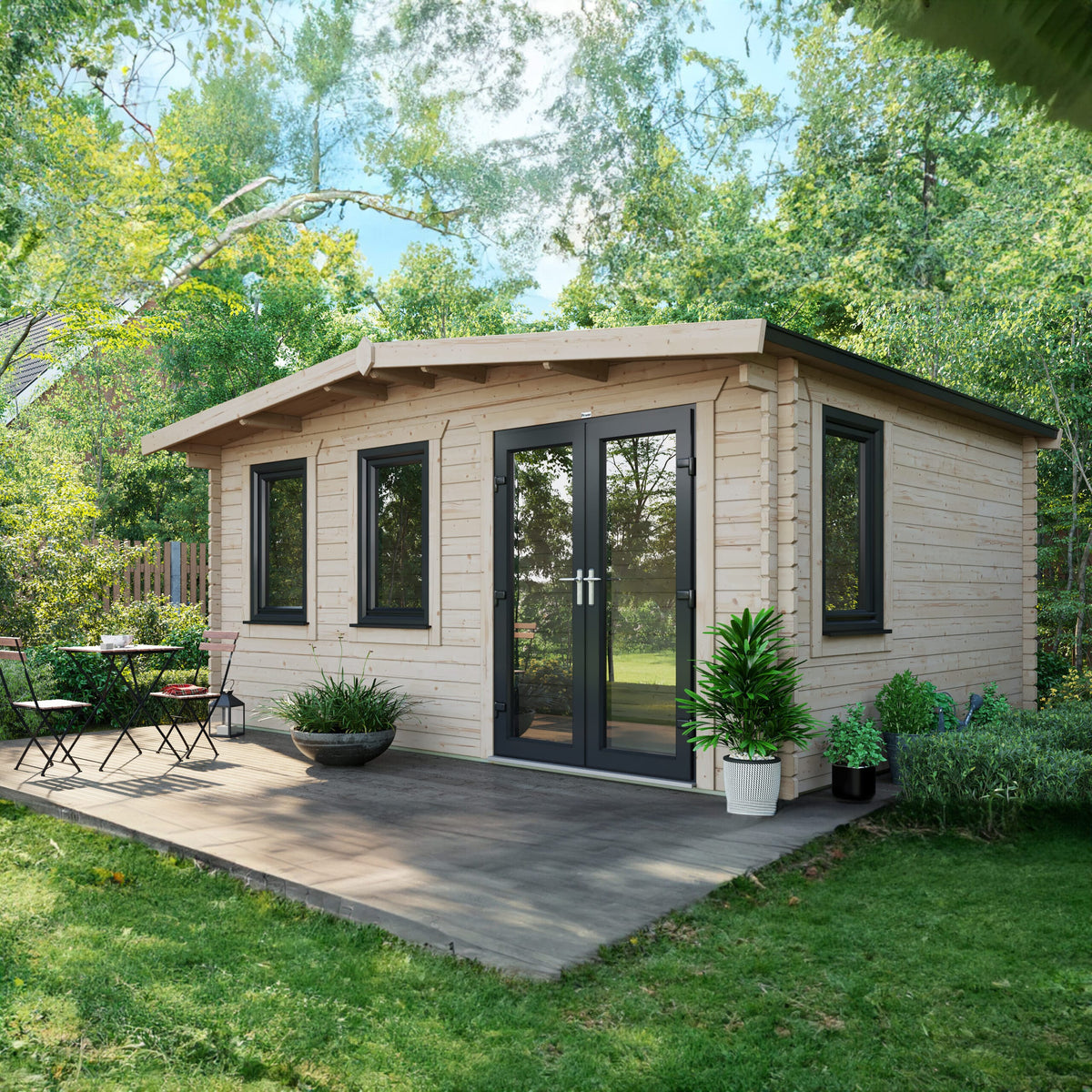 Power Sheds Power Chalet Log Cabin 44mm 12ft x 16ft / Right