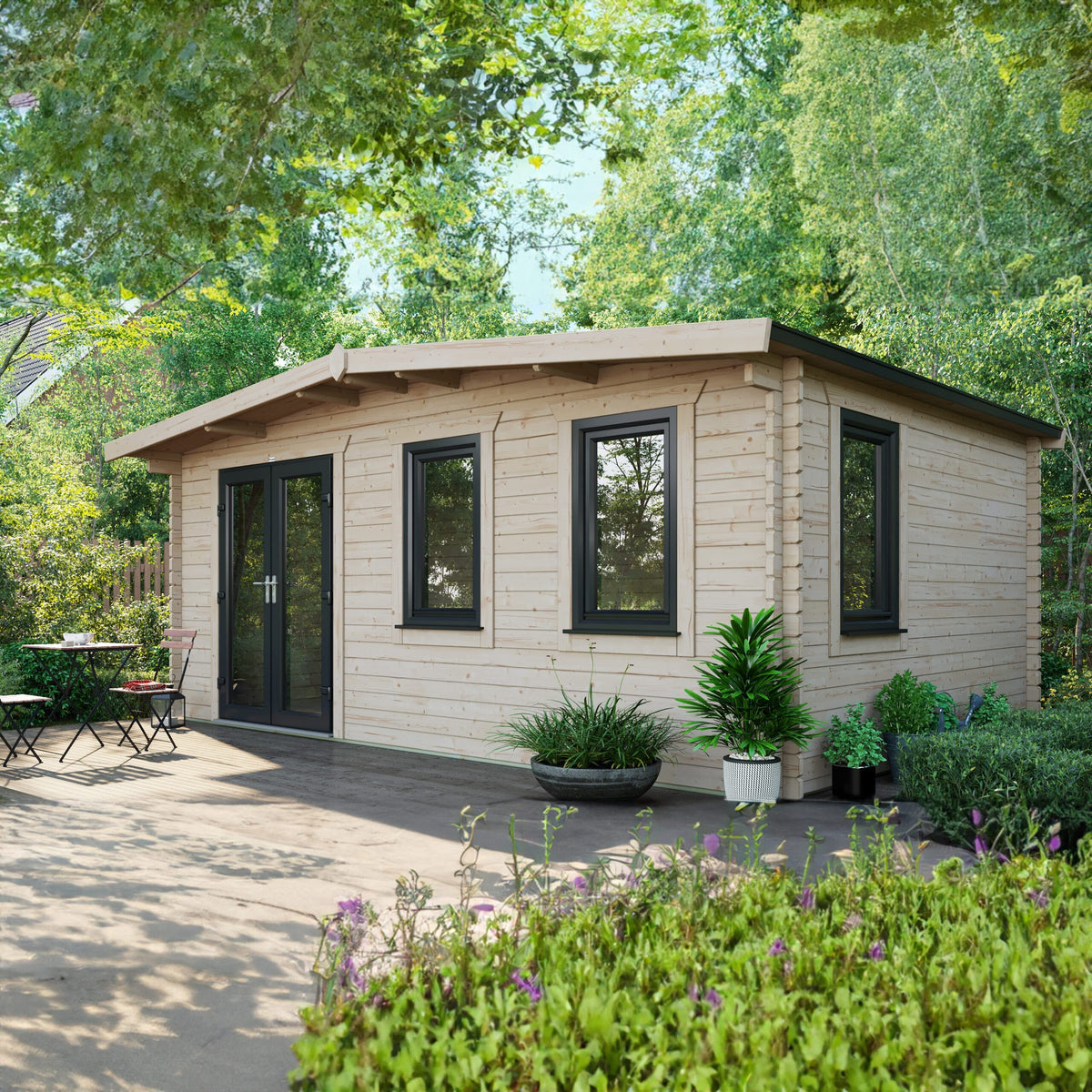 Power Sheds Power Chalet Log Cabin 44mm 12ft x 18ft / Left