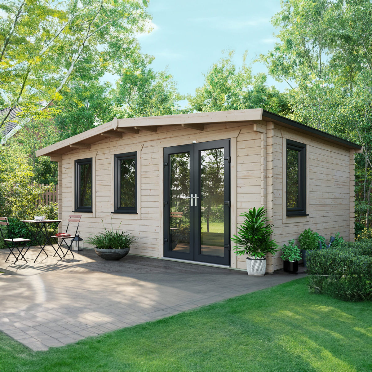 Power Sheds Power Chalet Log Cabin 44mm 12ft x 18ft / Right