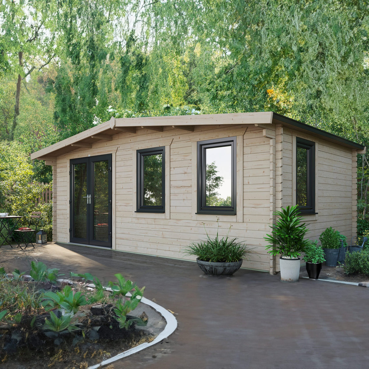 Power Sheds Power Chalet Log Cabin 44mm 12ft x 20ft / Left