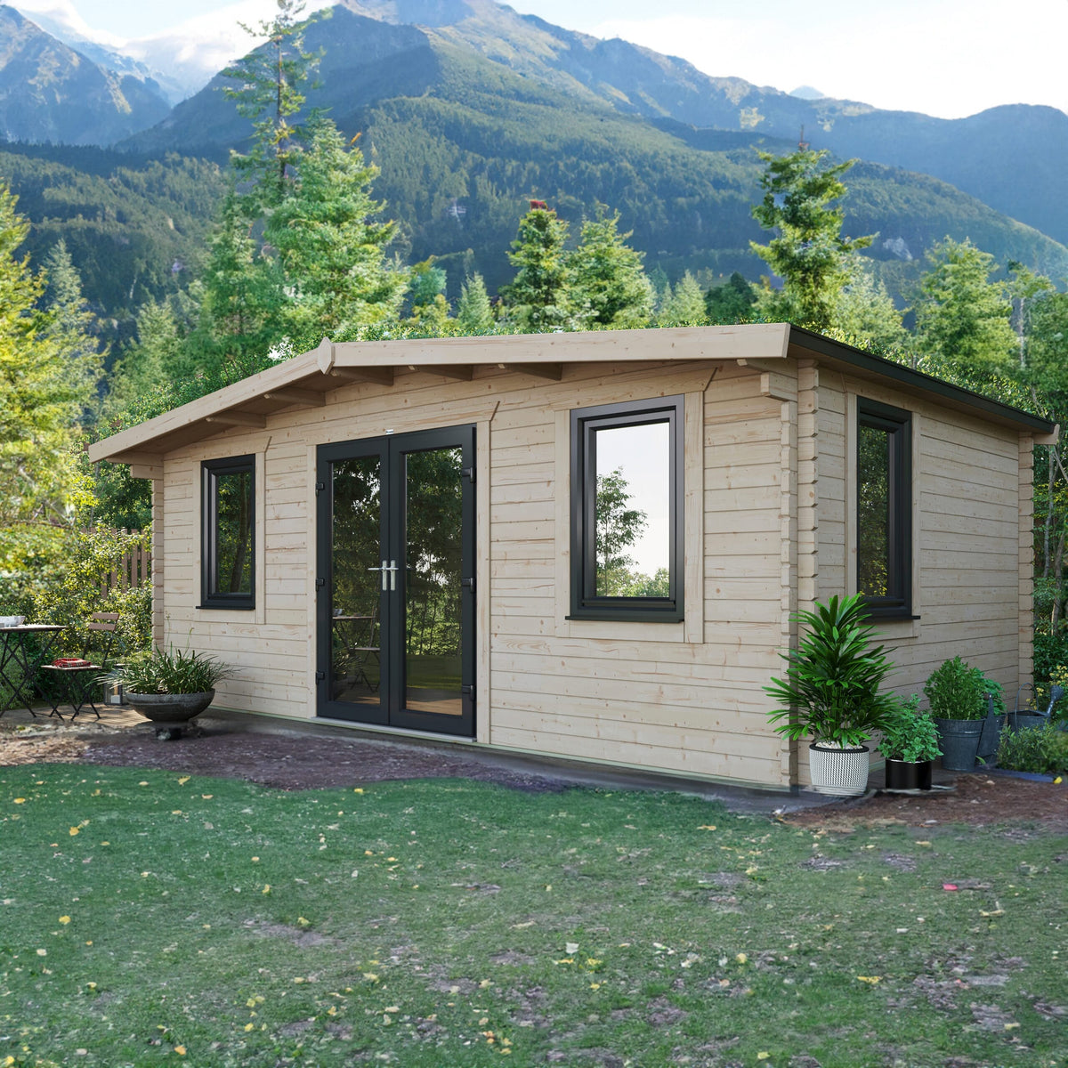 Power Sheds Power Chalet Log Cabin 44mm 12ft x 20ft / Centre