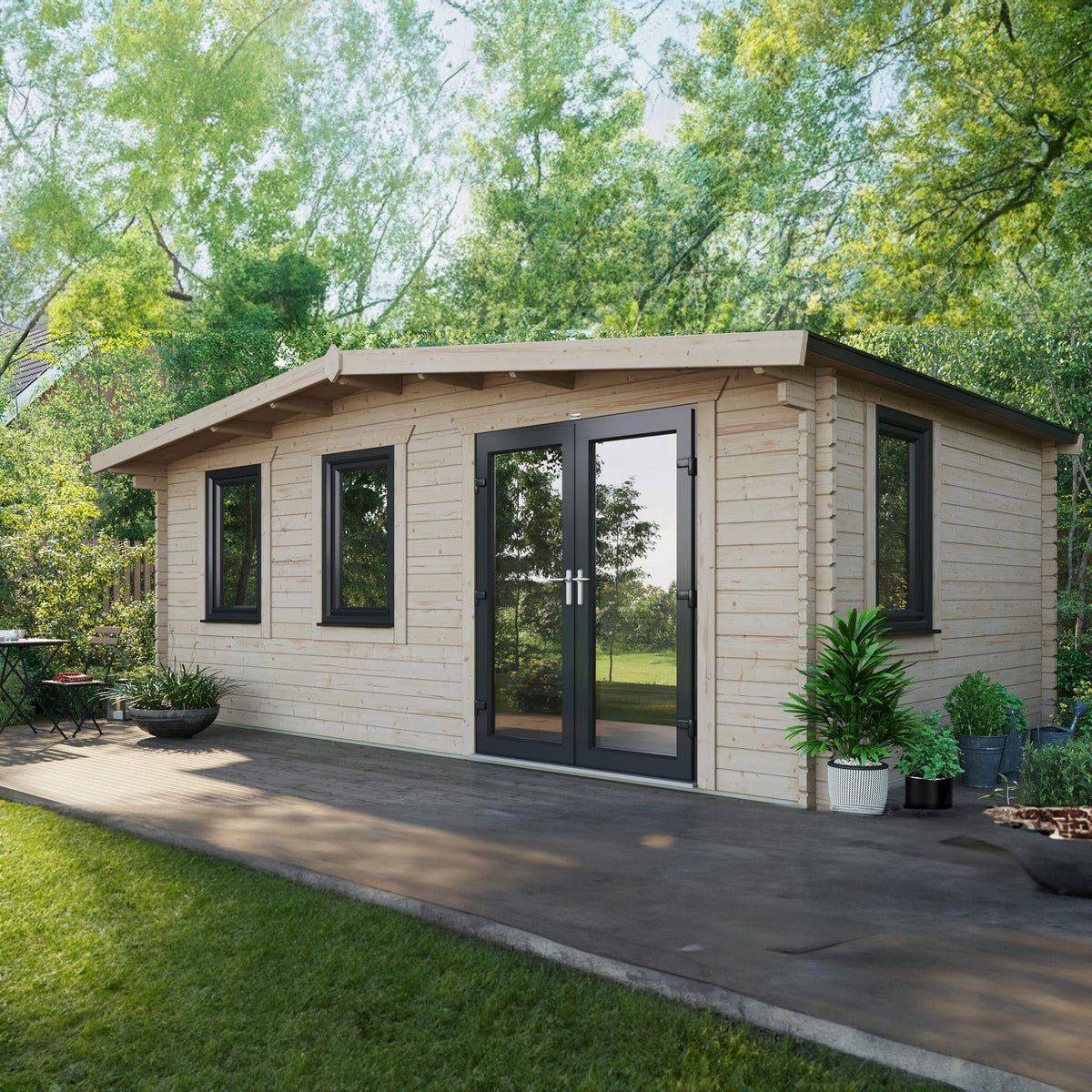 Power Sheds Power Chalet Log Cabin 44mm 12ft x 20ft / Right