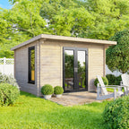 Power Pent Log Cabin - 44mm – 12x8 exterior view with centre door
