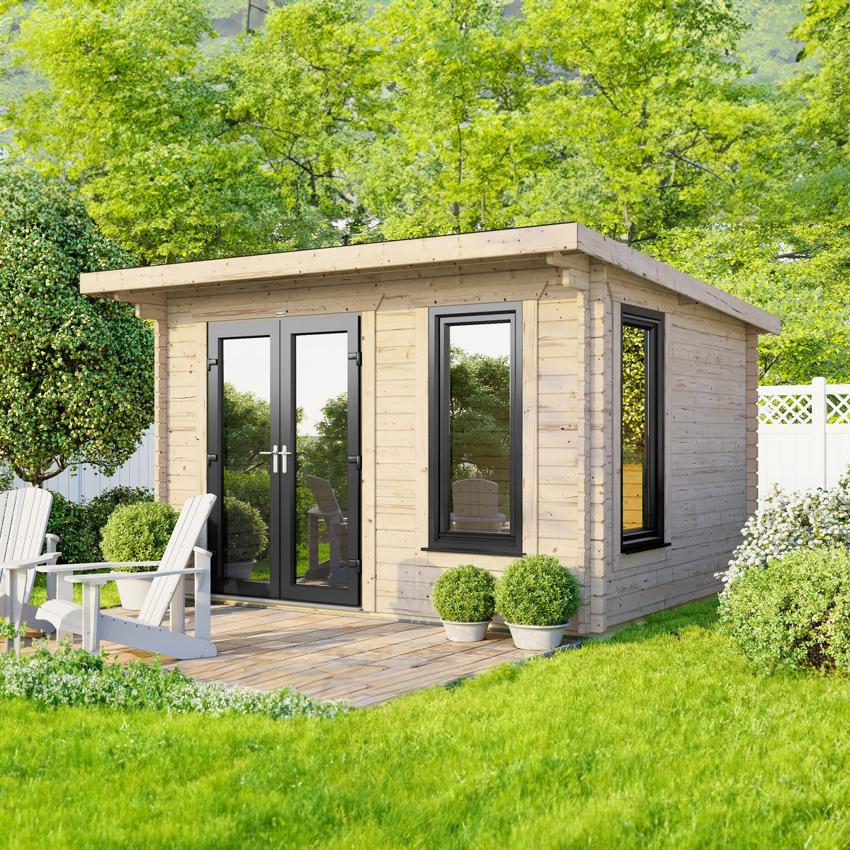 Power Pent Log Cabin - 44mm 12x8 / Left