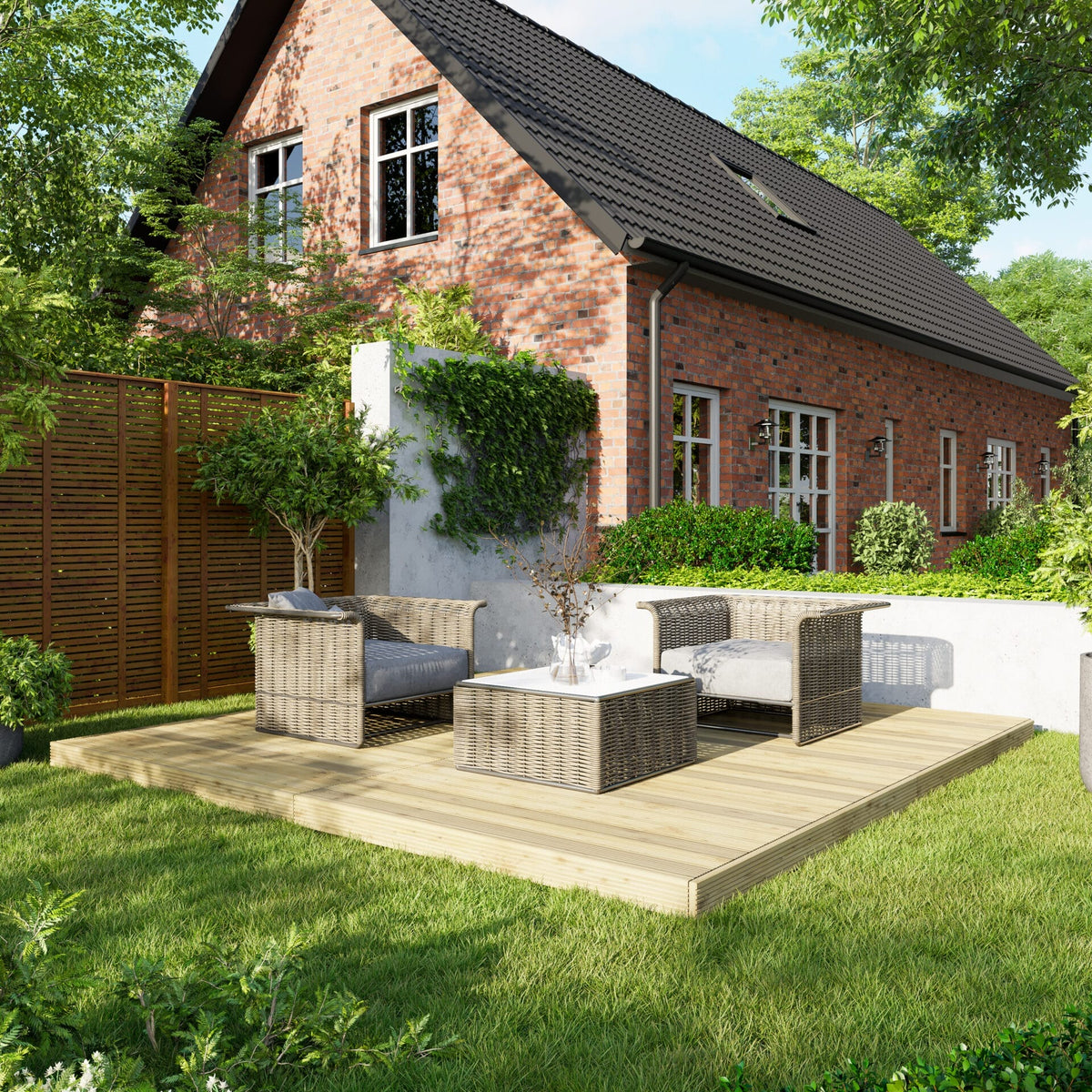 Power Wooden Decking Kit 12x12 / No Handrails