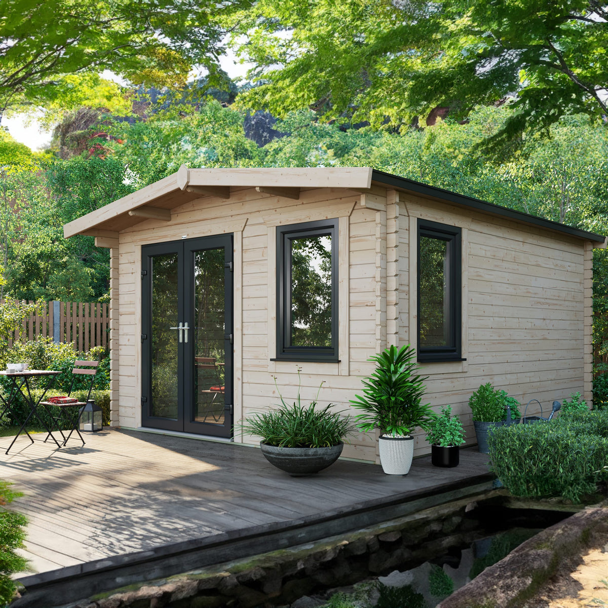 Power Sheds Power Chalet Log Cabin 44mm 14ft x 12ft / Left