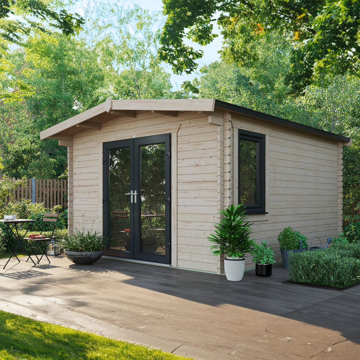 Power Sheds Power Chalet Log Cabin 44mm 14ft x 12ft / Centre