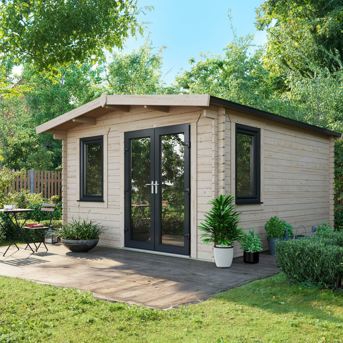 Power Sheds Power Chalet Log Cabin 44mm 14ft x 12ft / Right