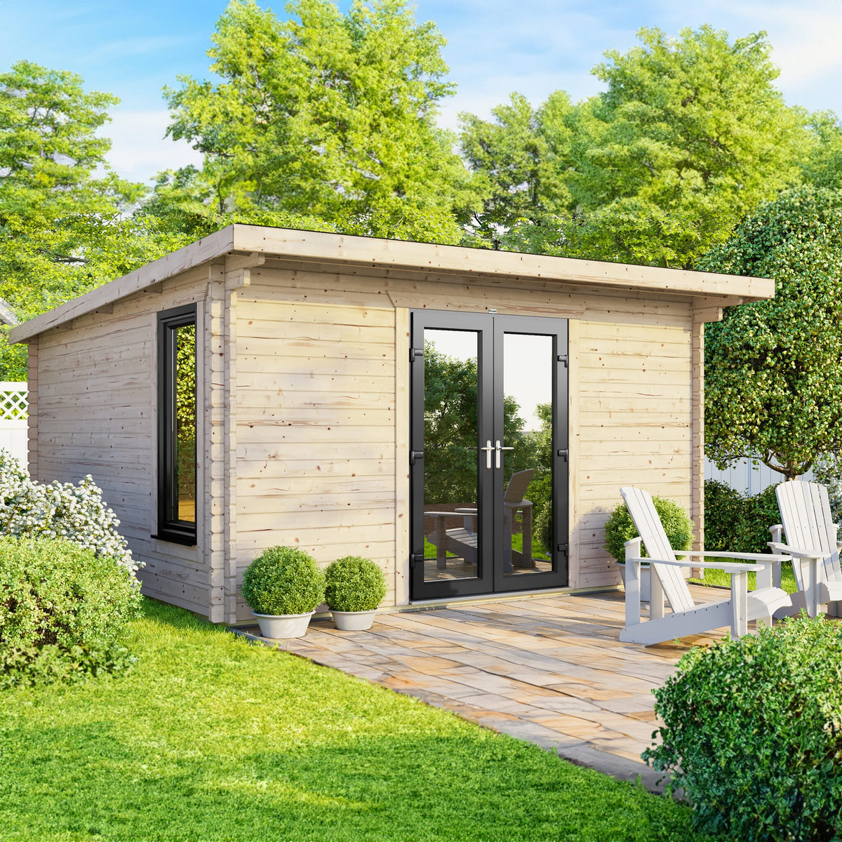 Power Pent Log Cabin - 44mm 14x12 / Centre