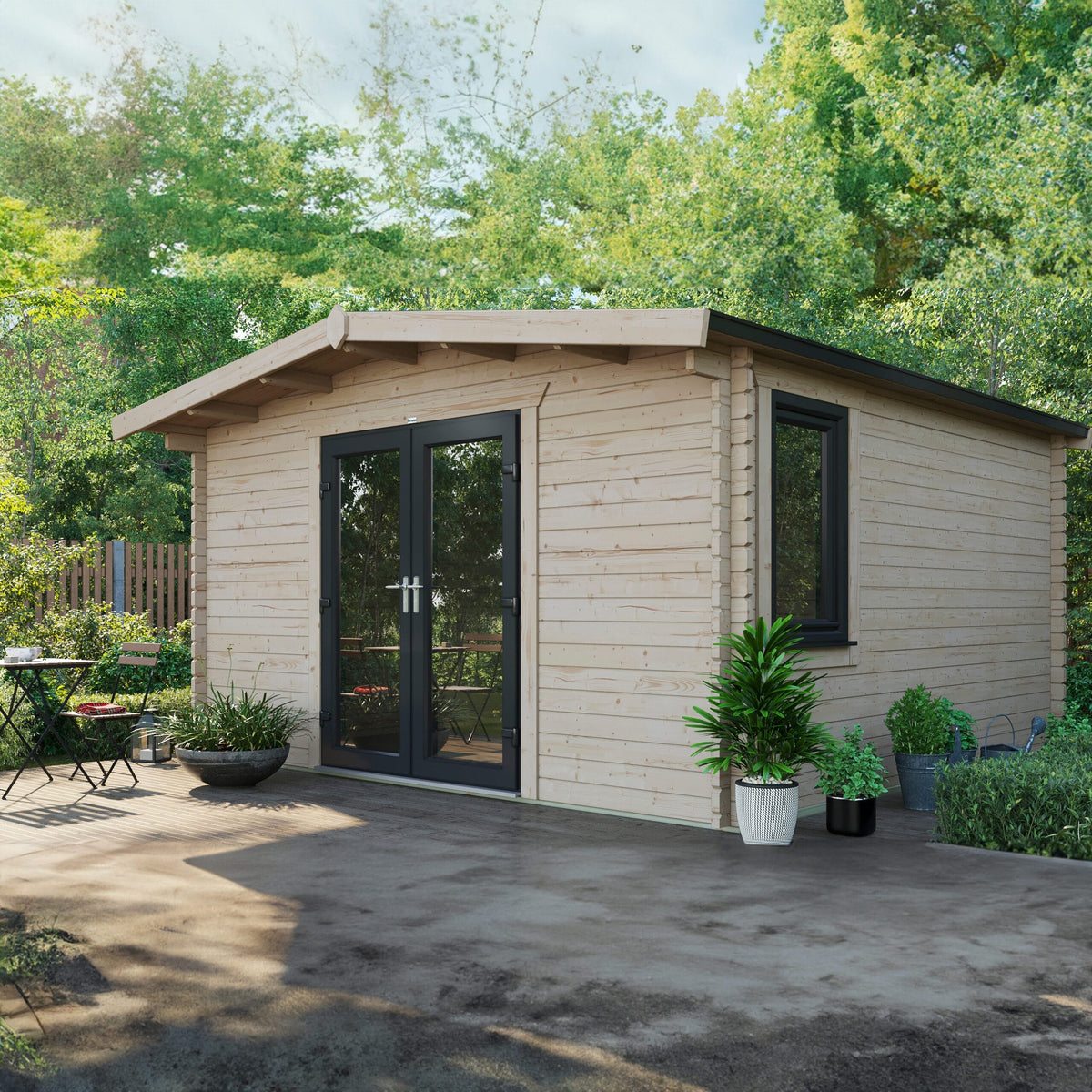 Power Sheds Power Chalet Log Cabin 44mm 14ft x 14ft / Centre