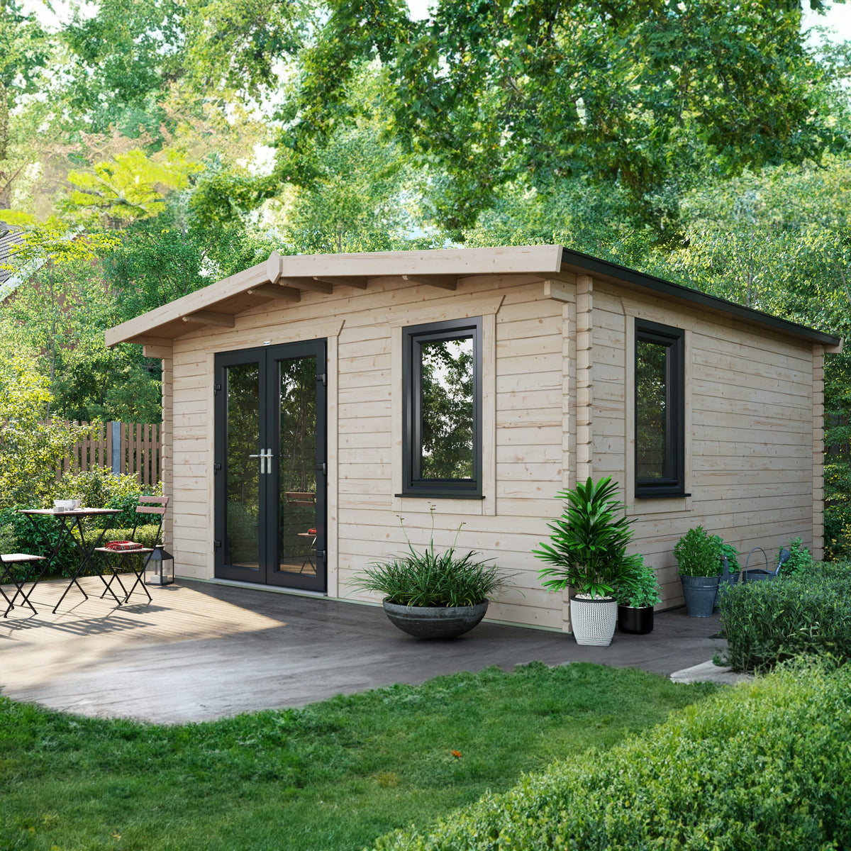 Power Sheds Power Chalet Log Cabin 44mm 14ft x 14ft / Left