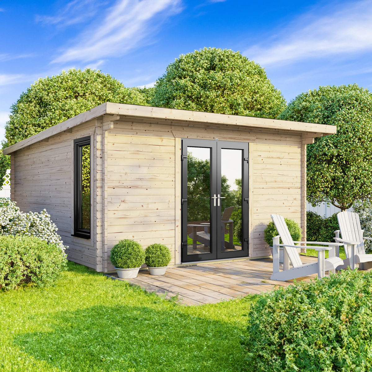 Power Pent Log Cabin - 44mm 14x14 / Centre