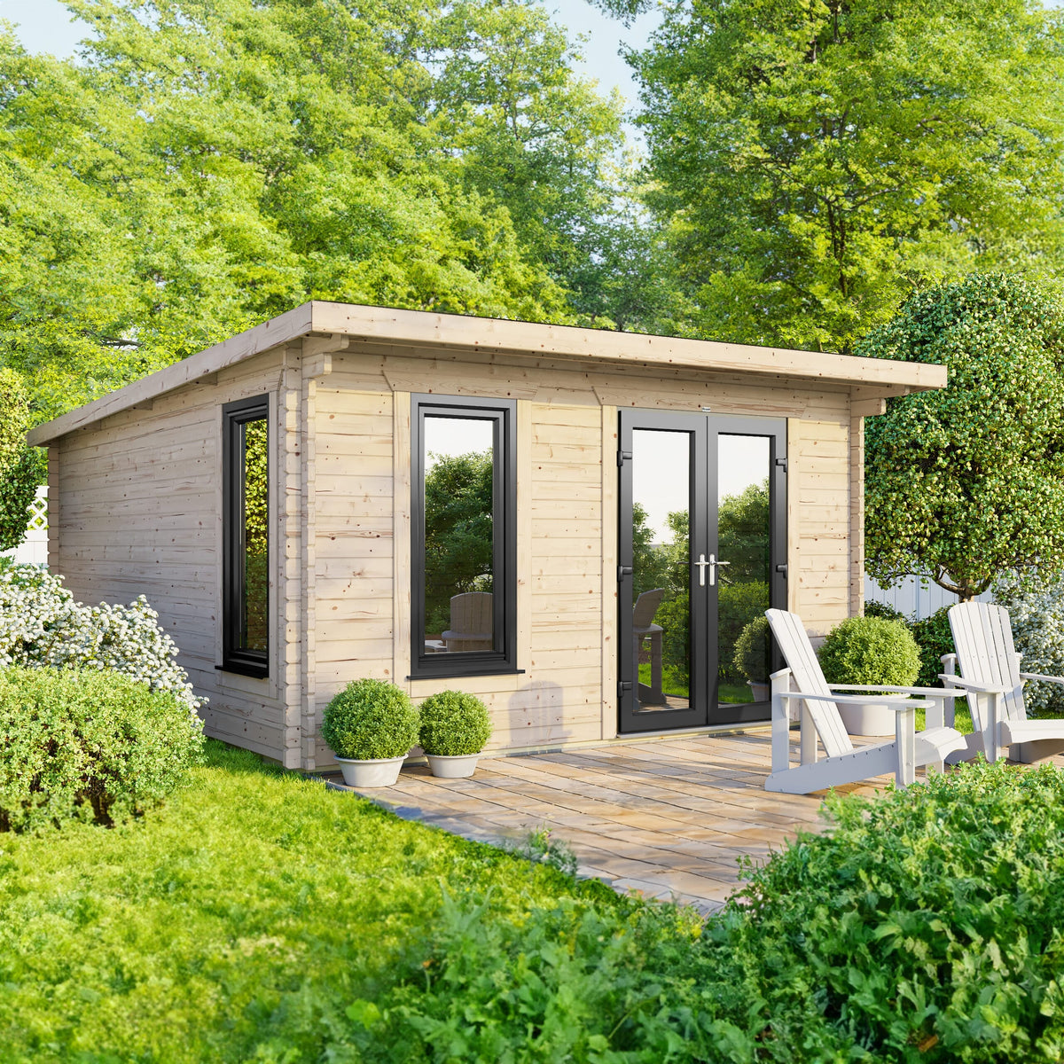 Power Pent Log Cabin - 44mm 14x14 / Right