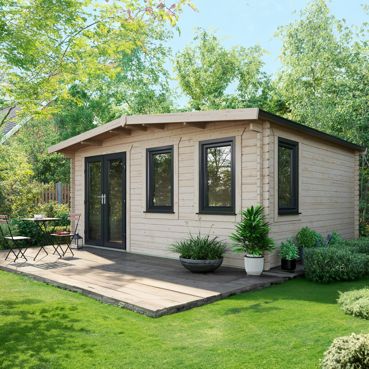 Power Sheds Power Chalet Log Cabin 44mm 14ft x 16ft / Left