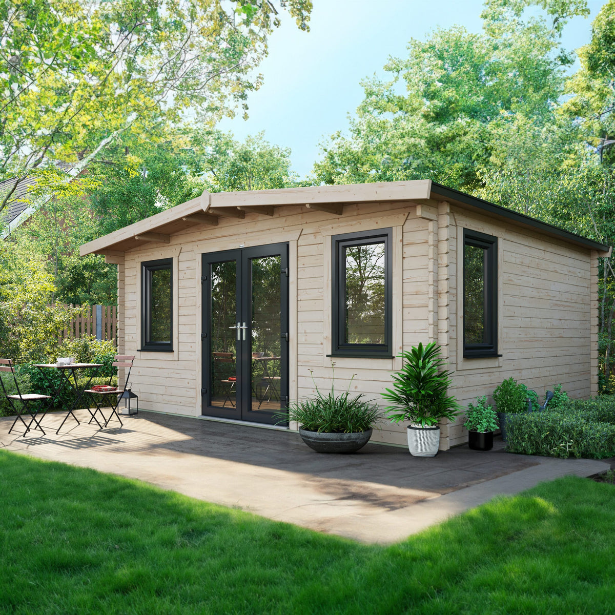 Power Sheds Power Chalet Log Cabin 44mm 14ft x 16ft / Centre
