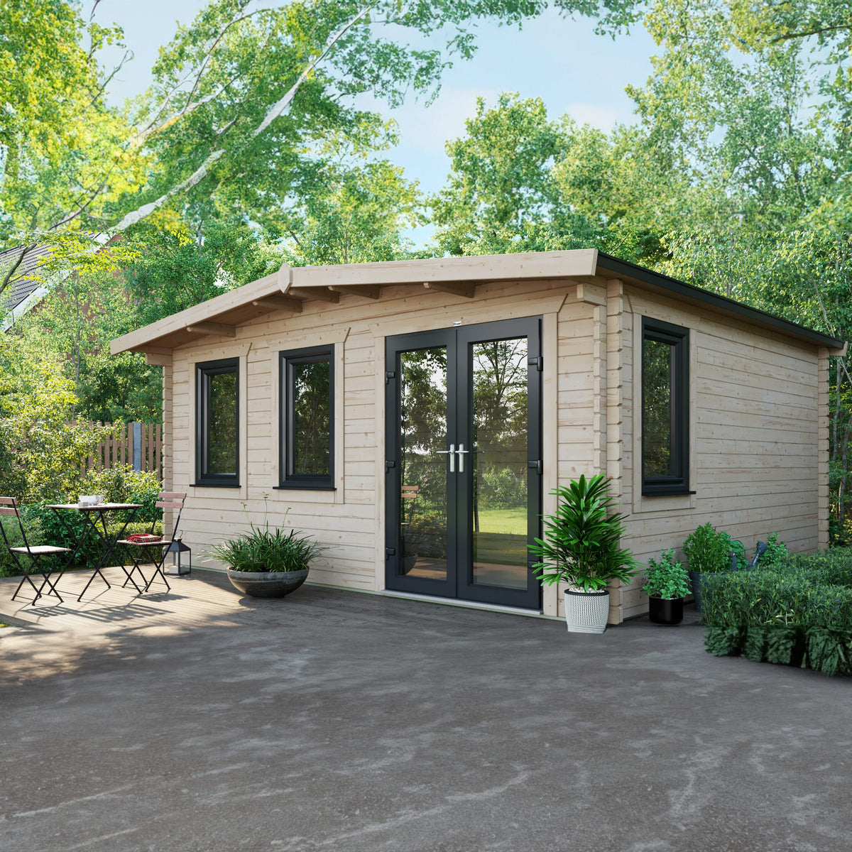 Power Sheds Power Chalet Log Cabin 44mm 14ft x 16ft / Right