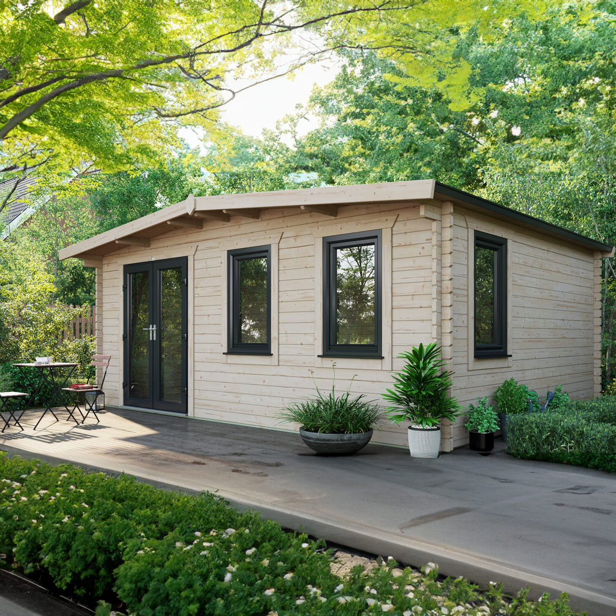 Power Sheds Power Chalet Log Cabin 44mm 14ft x 18ft / Left