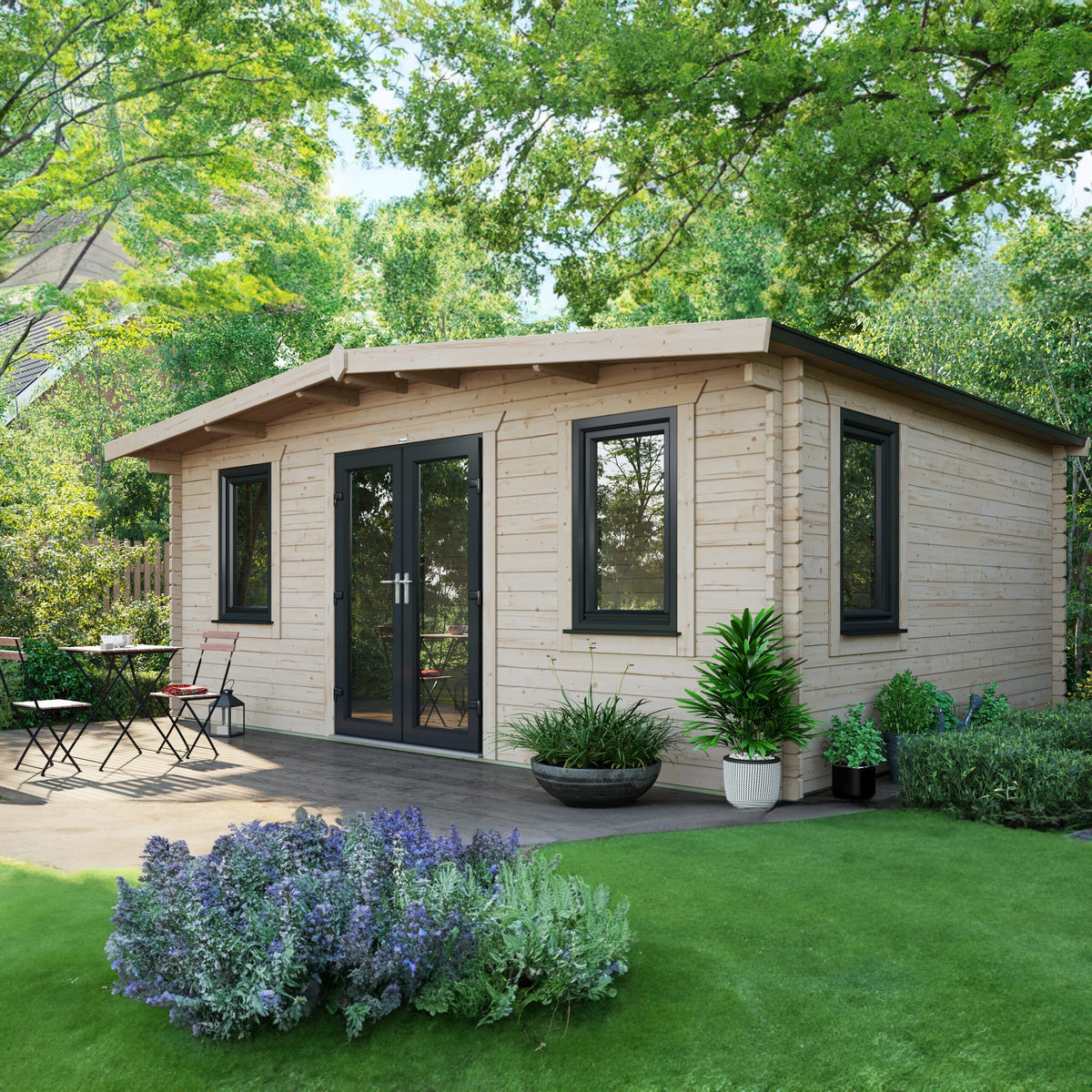 Power Sheds Power Chalet Log Cabin 44mm 14ft x 18ft / Centre