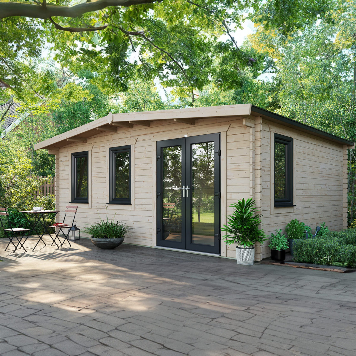 Power Sheds Power Chalet Log Cabin 44mm 14ft x 18ft / Right