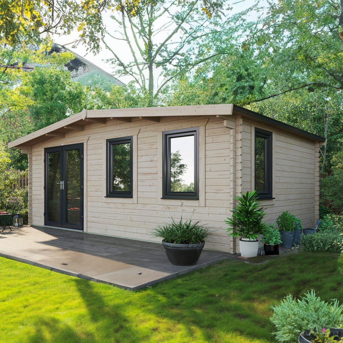 Power Sheds Power Chalet Log Cabin 44mm 14ft x 20ft / Left
