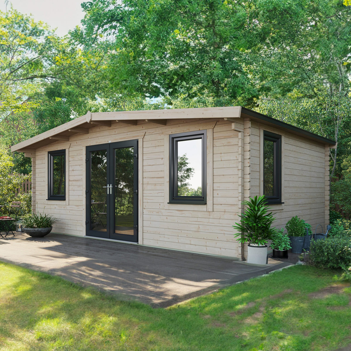 Power Sheds Power Chalet Log Cabin 44mm 14ft x 20ft / Centre