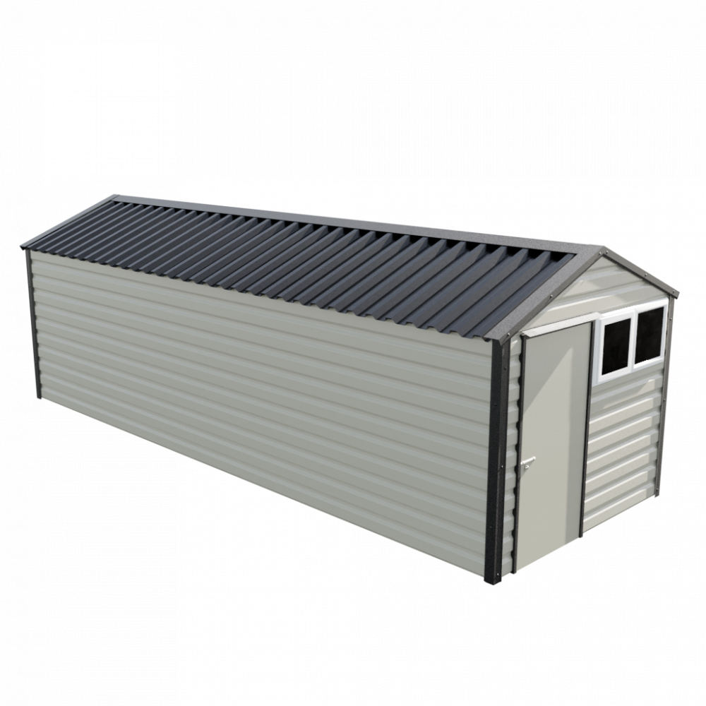 Lifelong Apex Shed - 8ft Wide 8x23 / Goosewing Grey