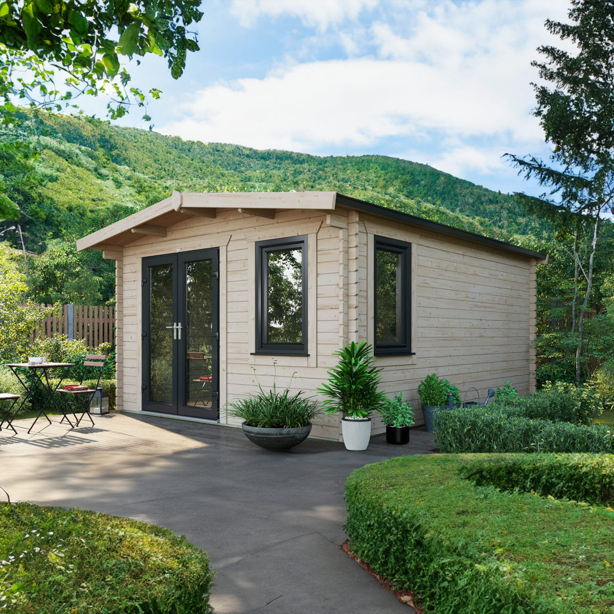 Power Sheds Power Chalet Log Cabin 44mm 16ft x 12ft / Left