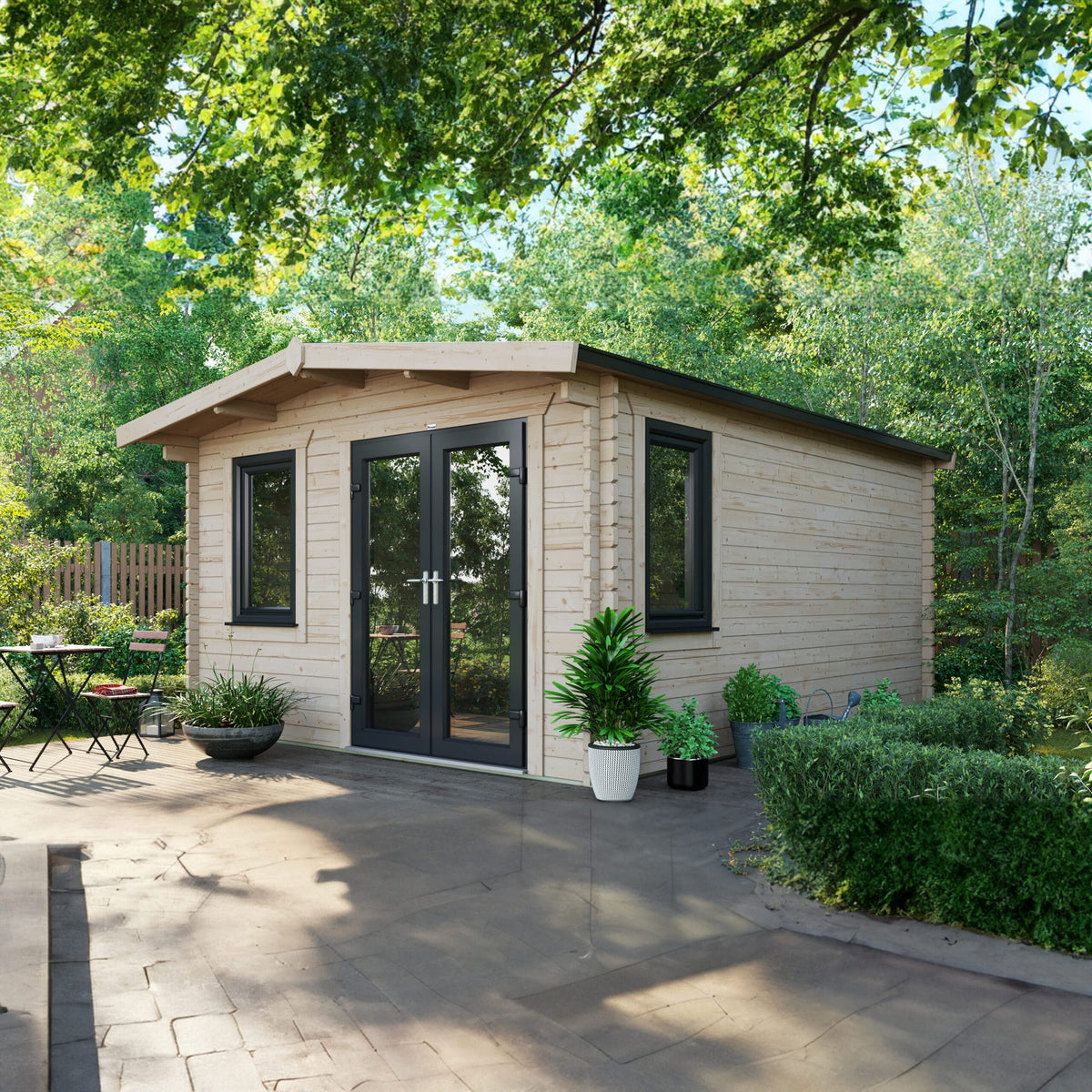 Power Sheds Power Chalet Log Cabin 44mm 16ft x 12ft / Right