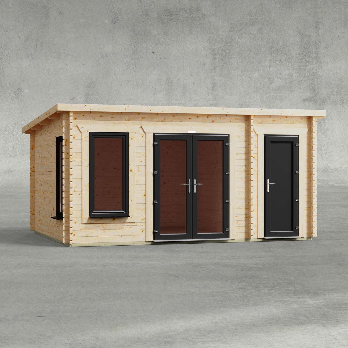 Power Sheds Power Pent Combi Log Cabin 16ft x 12ft / Right