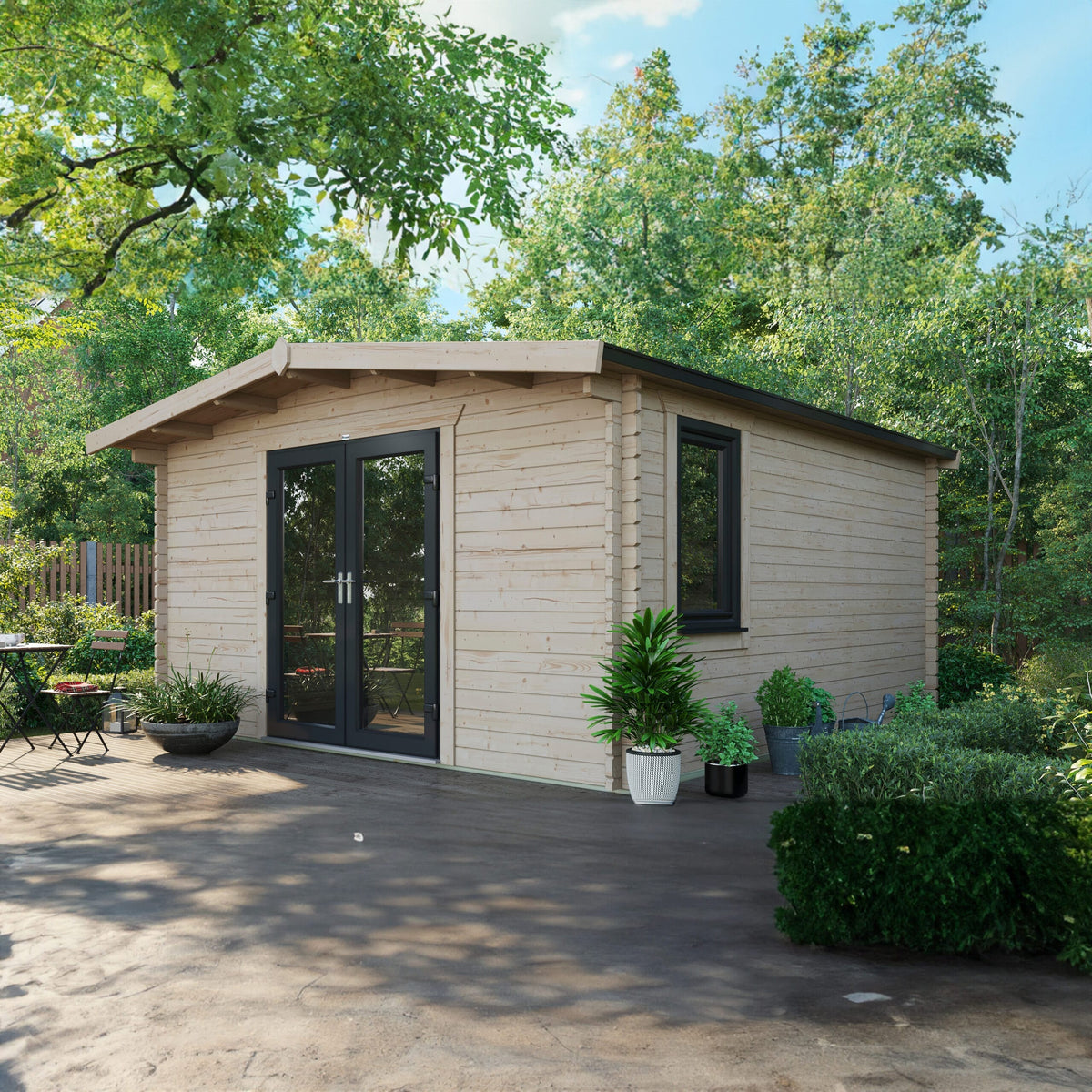 Power Sheds Power Chalet Log Cabin 44mm 16ft x 14ft / Centre