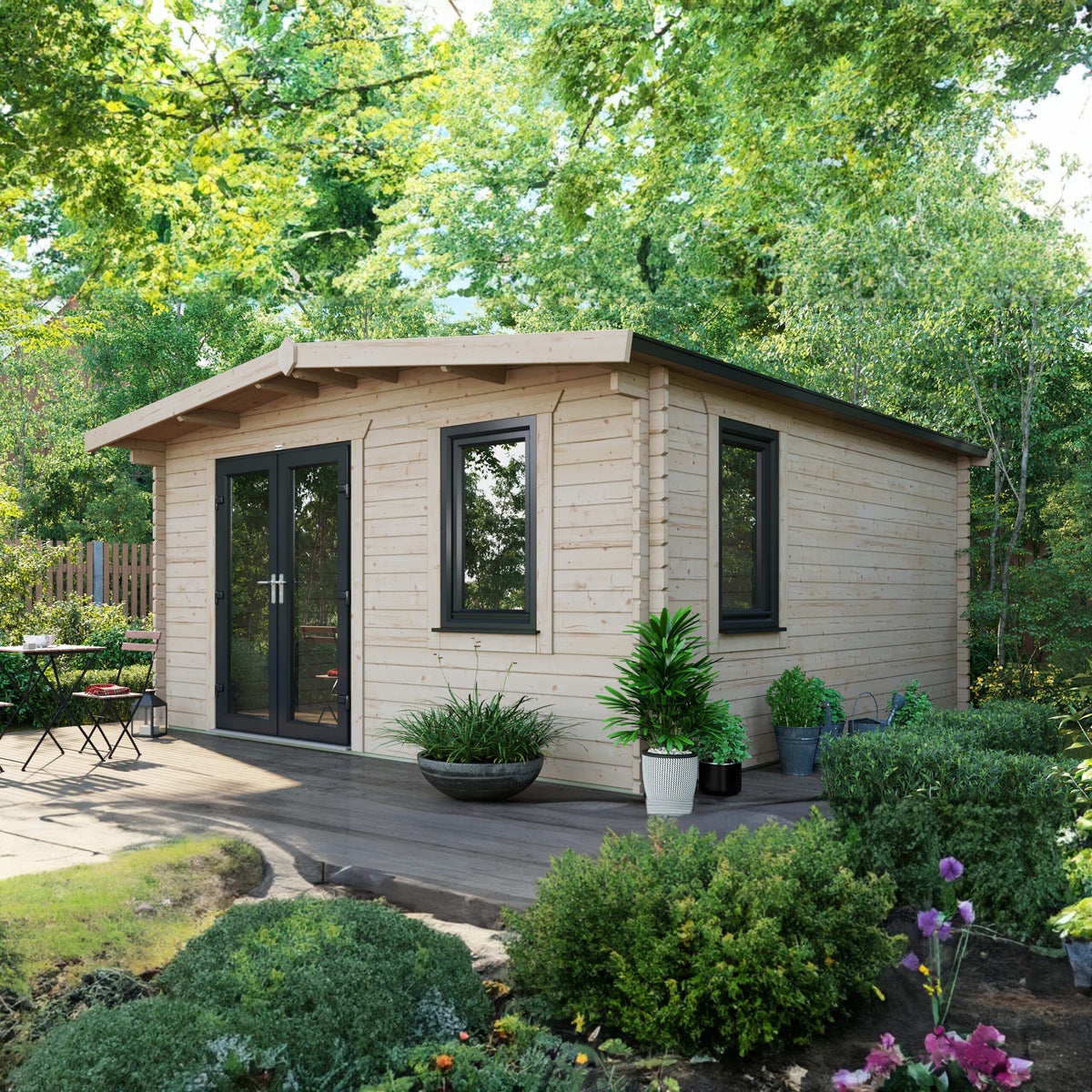 Power Sheds Power Chalet Log Cabin 44mm 16ft x 14ft / Left