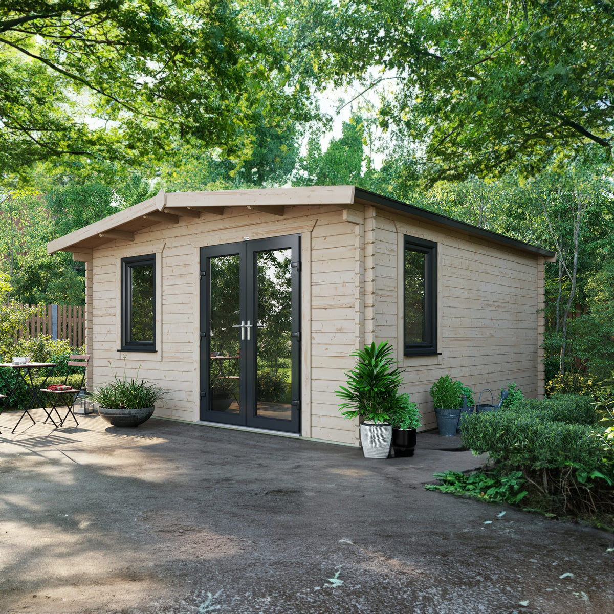 Power Sheds Power Chalet Log Cabin 44mm 16ft x 14ft / Right
