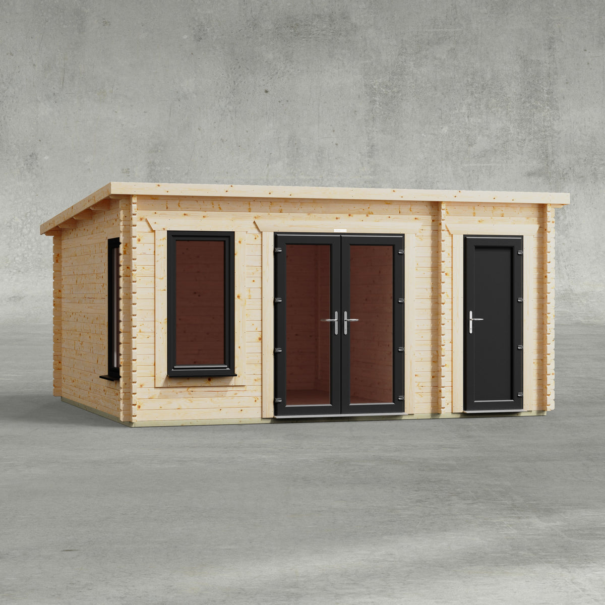 Power Sheds Power Pent Combi Log Cabin 16ft x 14ft / Right